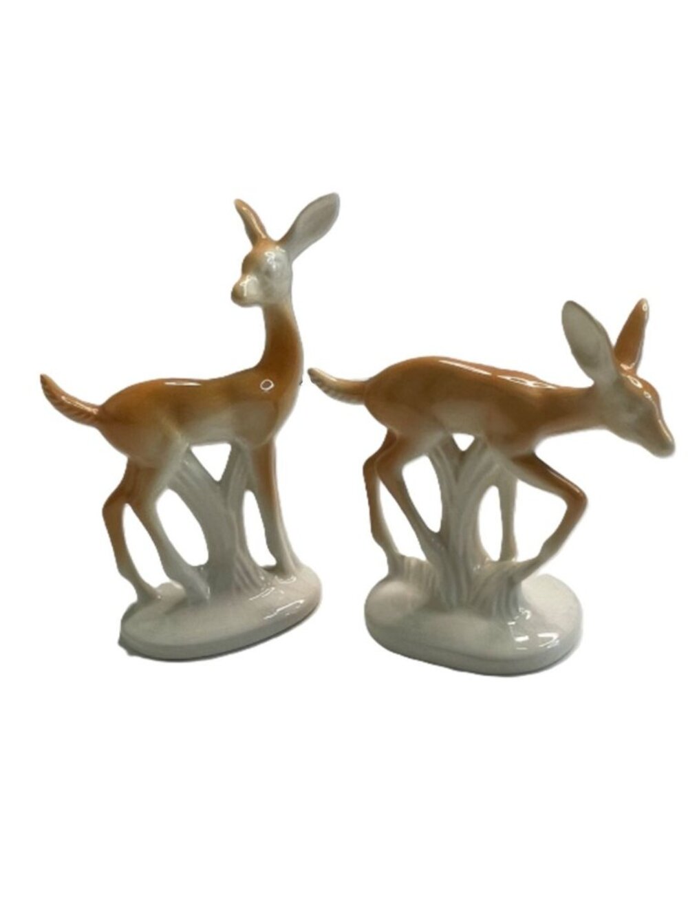 Vintage Ceramic Deer Figurines Small Fawn Set Stewart McCullock Era MCM Pottery